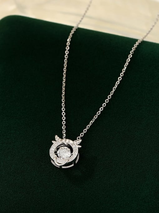 NS1091 [ ox white ] 925 Sterling Silver Cubic Zirconia Zodiac Trend Necklace